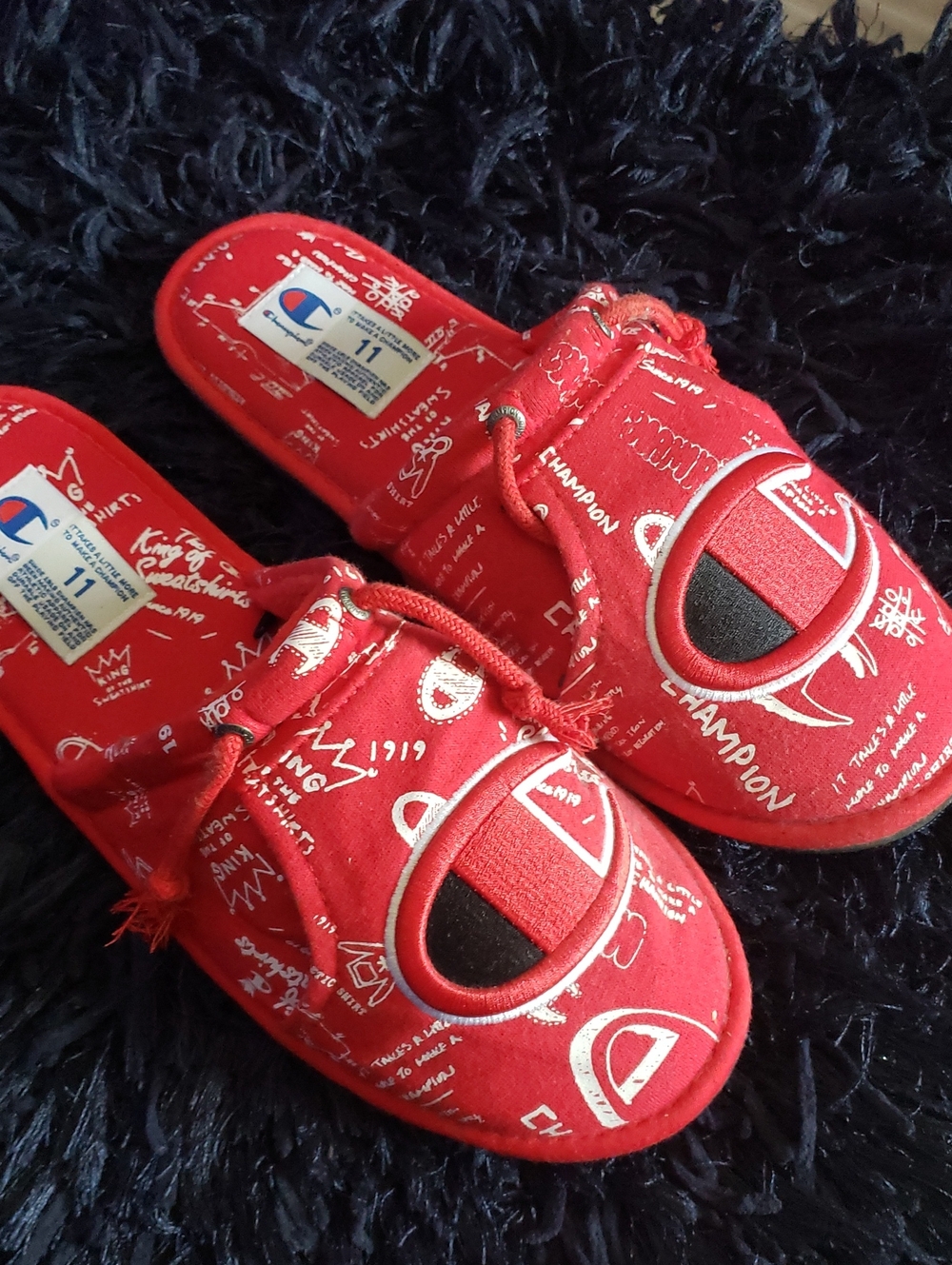 Champion Mens Red Graphic Slide Slippers Brand New No Tag
